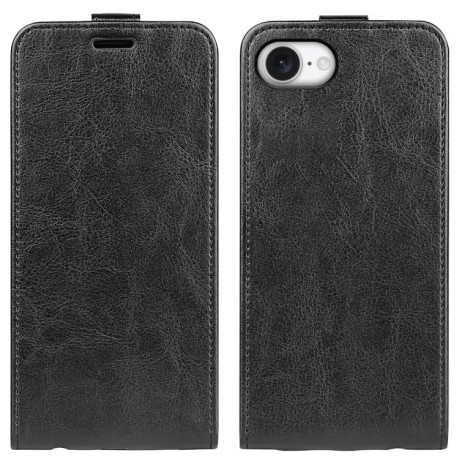 Чехол R64 Texture Single Vertical Flip Leather для iPhone 16e - черный