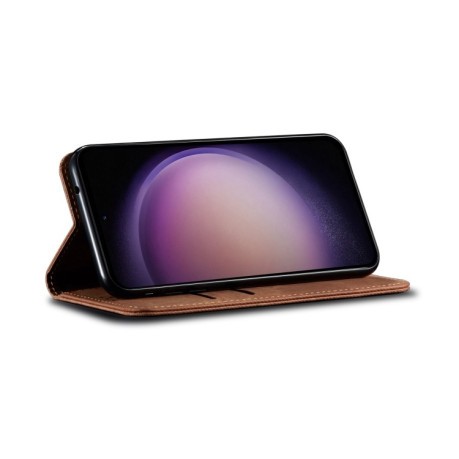 Чехол книжка Denim Texture Casual Style на Samsung Galaxy S23 FE 5G - коричневый