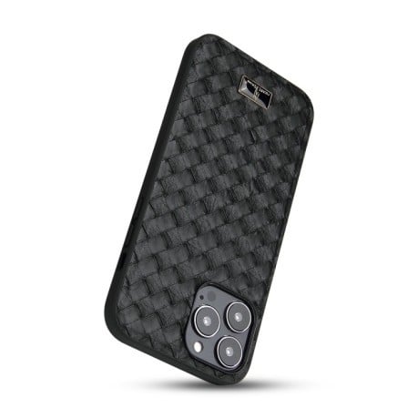 Противоударный чехол Fierre Shann Leather для  iPhone 14 Pro - Woven Black