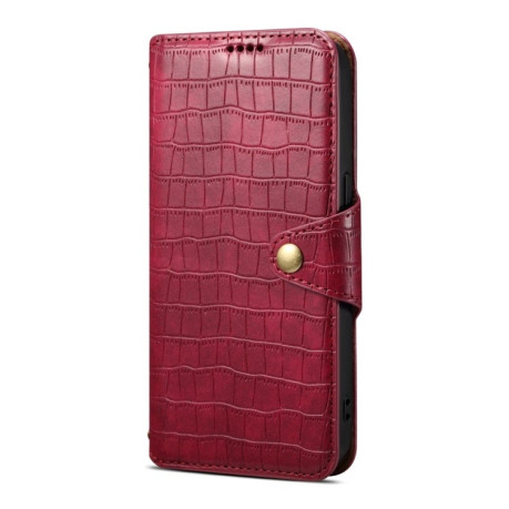 Чохол Denior Crocodile Texture Oil Edge Leather на Samsung Galaxy S24 5G - пурпурно-червоний