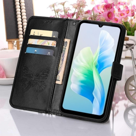 Чехол-книжка Embossed Butterfly для Vivo S10e 5G/V23e 4G/V23E 5G/Y75 4G - черный