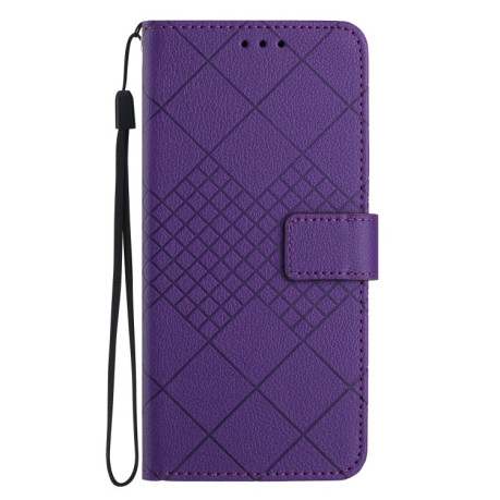 Чехол-книжка Rhombic Grid Texture для OnePlus 12 5G Global - фиолетовый