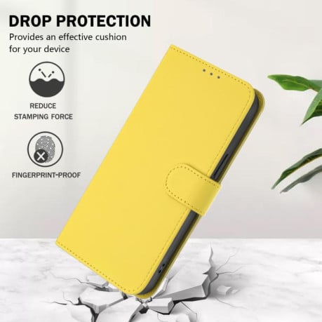 Чехол-книжка с мягким покрытием (Skin Feel) со шнурком на Xiaomi Poco M7 4G 169mm - желтый