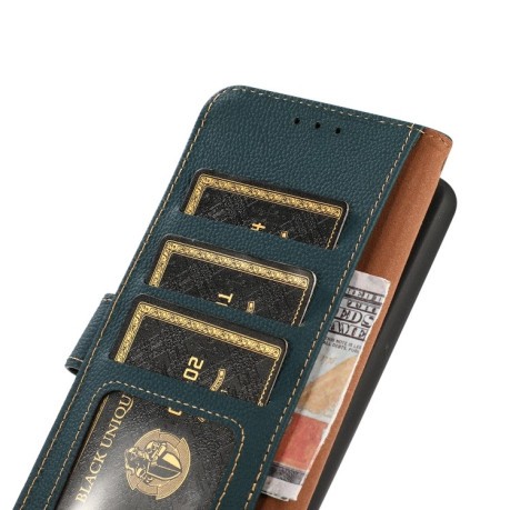 Шкіряний чохол-книжка KHAZNEH Custer Genuine для Samsung Galaxy S24 - зелений