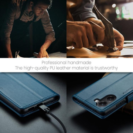 Чехол-книжка CaseMe 023 Butterfly Buckle Litchi Texture RFID Anti-theft Leather для Xiaomi Poco X7 Pro - синий