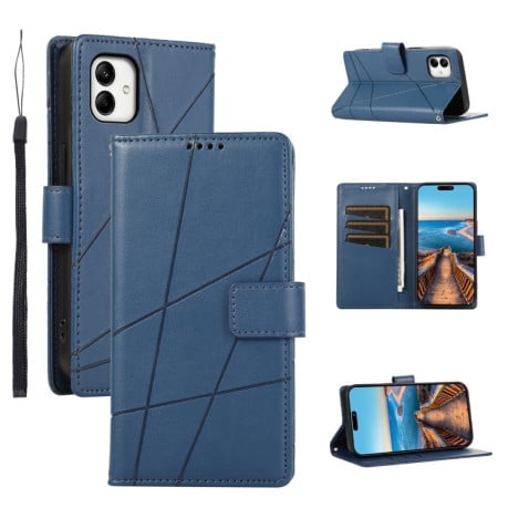 Чохол-книжка протиударна PU Genuine Leather Texture Embossed Line для Samsung Galaxy A05 - синій