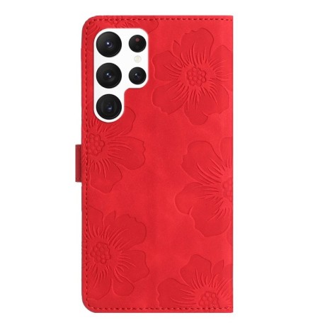 Чехол-книжка Flower Embossing Pattern для Samsung Galaxy S24 Ultra 5G - красный