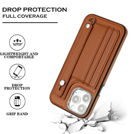 Протиударний чохол Wrist Strap Holder на iPhone 15 Pro Max - коричневий