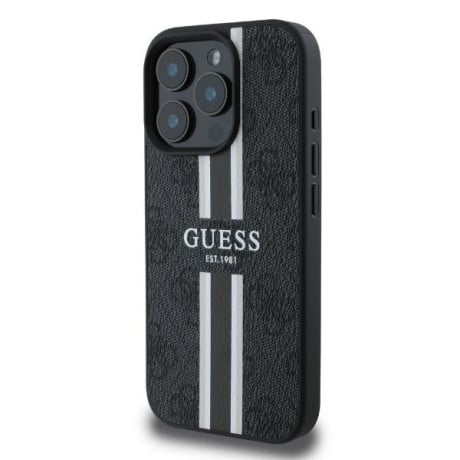 Оригинальный чехол Guess 4G Printed Stripes MagSafe для iPhone 16 Pro Max - black