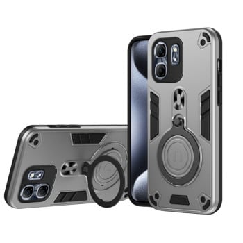 Ударозащитный чехол Metal Ring Holder 360 Degree Rotating на Infinix Hot 50i / Smart 9 - серый