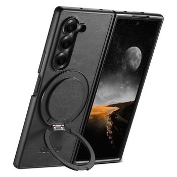 Чохол Suteni G3 Oil Wax 360 Rotation Holder MagSafe на Samsung Galaxy Fold8 Ultra 5G — коричневий