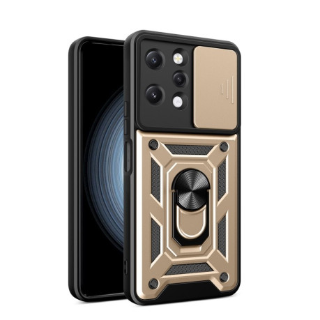 Противоударный чехол Camera Sliding для Xiaomi Redmi 12 - золотой
