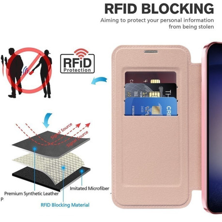 Чохол-книжка Shield MagSafe RFID Anti-theft Leather  для Samsung Galaxy S25+ 5G - рожевий