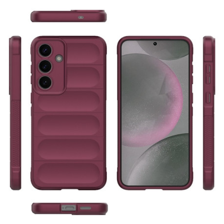 Силиконовый чехол Magic Flannel для Samsung Galaxy S25+ 5G - винно-красный