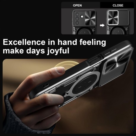 Протиударний чохол CD Texture Sliding Camshield Magnetic Holder  для Samsung Galaxy A26 5G - рожевий