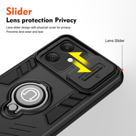 Противоударный чехол Sliding Camshield Ring Holder для Samsung Galaxy A16 5G - черный