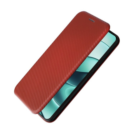 Чехол-книжка Carbon Fiber Texture на Xiaomi  Redmi Note 14 5G/Poco M7 Pro 5G - коричневый