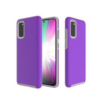 Противоударный чехол HMC Anti-slip Armor Texture на Samsung S20-фиолетовый