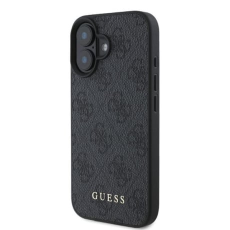 Оригинальный чехол Guess Metal Gold Logo для iPhone 16 - Black