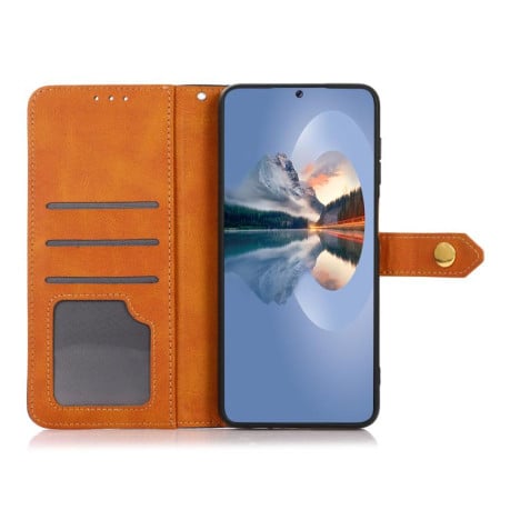 Чохол-книжка KHAZNEH Dual-color Cowhide на Samsung Galaxy S25 FE 5G - чорний