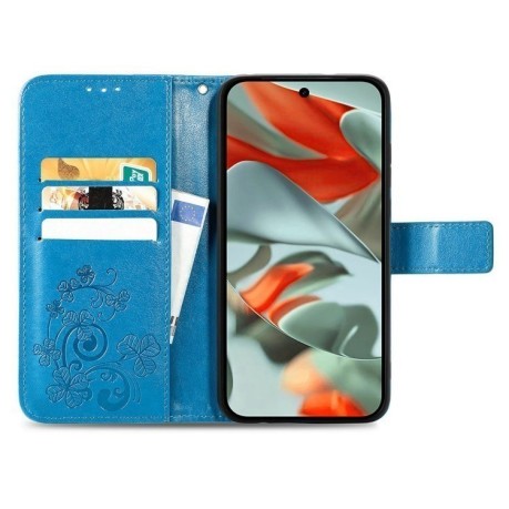 Чохол-книжка Four-leaf Clasp Embossed для Google Pixel 9 Pro XL - синій