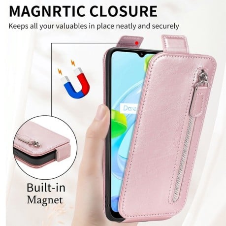 Флип-чехол Zipper Wallet Vertical для Realme C30 - розовый