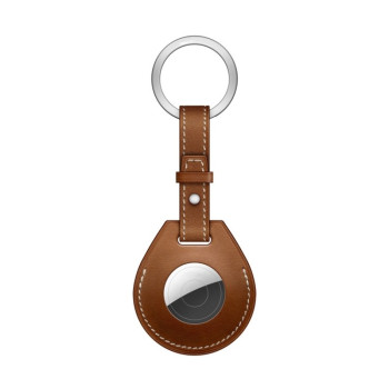 Кожаный брелок  с кольцом Keychain для AirTag - коричневый