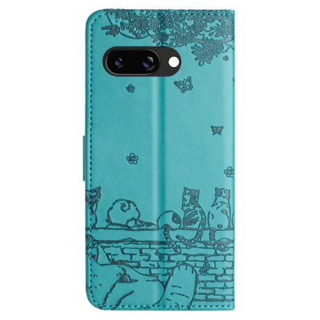 Чохол-книжка Cat Embossing Pattern на Google Pixel 9a - синій