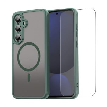 Чохол ENKAY Hat-Prince з MagSafe матовий+скло на Samsung Galaxy S25 FE 5G - зелений