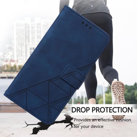 Чехол-книжка Crossbody 3D Embossed Flip Leather на Xiaomi Poco M7 Pro 5G - синий