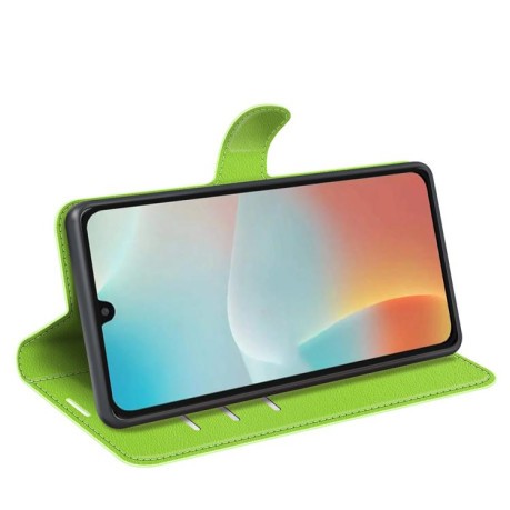 Чехол-книжка Litchi Texture Horizontal Flip Leather на Samsung Galaxy M16 / F16 - зеленый