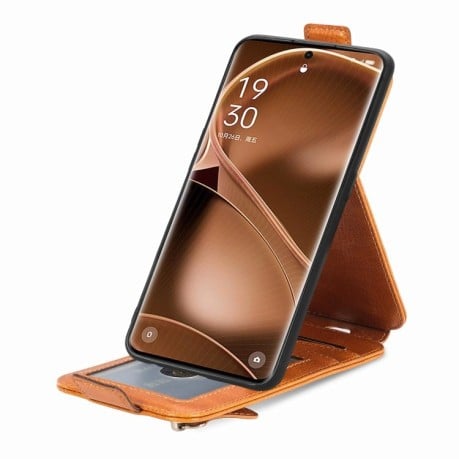 Флип-чехол Zipper Wallet Vertical для OPPO Find X6 Pro - коричневый