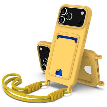 Силіконовий чохол Integrated Card Bag Solid Color Liquid Silicone на iPhone 18 Pro Max / 17 Pro Max — жовтий