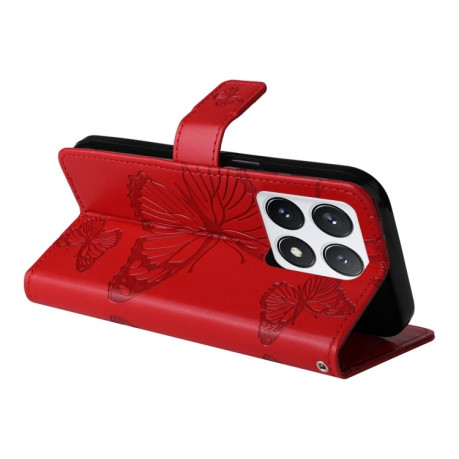 Чехол-книжка Embossed Butterfly для Xiaomi 14T Pro - красный