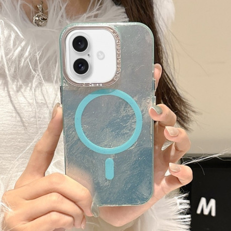 Чехол Tinfoil Texture MagSafe PC для iPhone 16 - синий