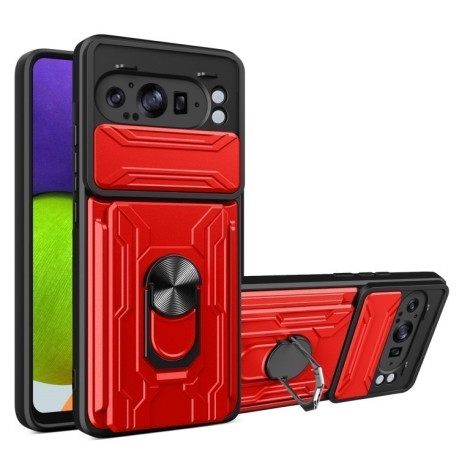 Противоударный чехол Sliding Camshield Card для Google Pixel 9 Pro XL - красный