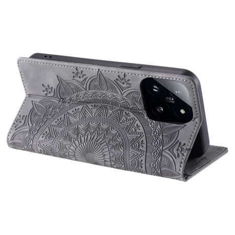 Чохол-книжка Totem Embossed Magnetic Leather для Xiaomi 14 Pro - сірий