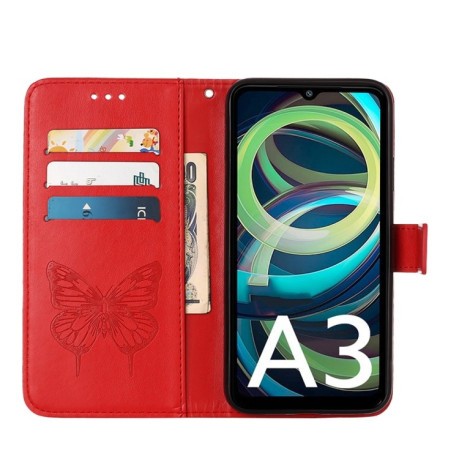 Чохол-книжка Embossed Butterfly для Xiaomi Redmi A3 - червоний