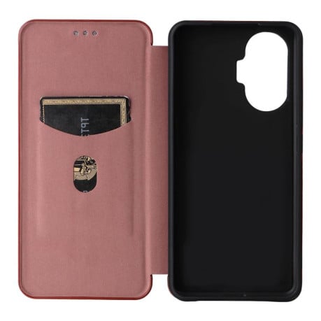 Чехол-книжка Carbon Fibre Texture на Xiaomi Poco F7 5G - коричневий