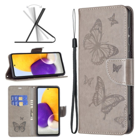 Чехол-книжка Butterflies Pattern на Samsung Galaxy A73 5G  - серый