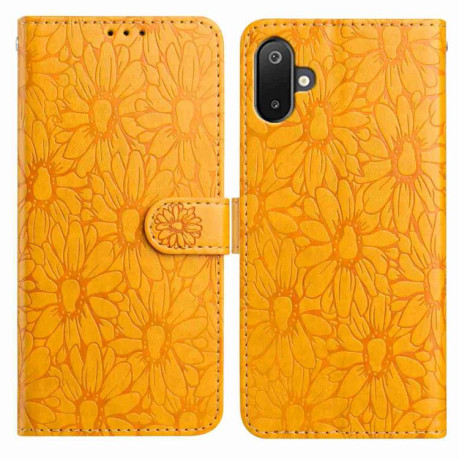 Чехол-книжка Daisy Embossed Leather для Samsung Galaxy M06 5G - жовтий