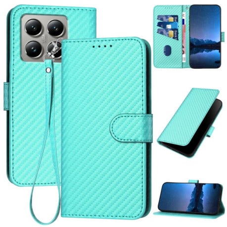Чехол-книжка Carbon Fiber Texture на Xiaomi 15T Pro 5G - голубой