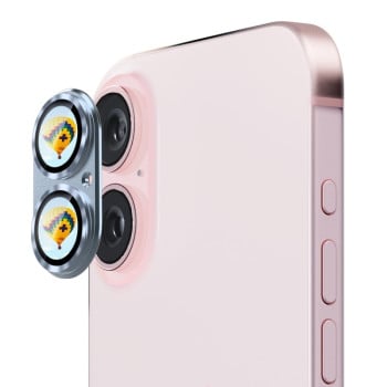 Защитное стекло на камеру ENKAY 9H Anti-reflection Camera Lens Aluminium Alloy для iPhone 16 / 16 Plus - голубое