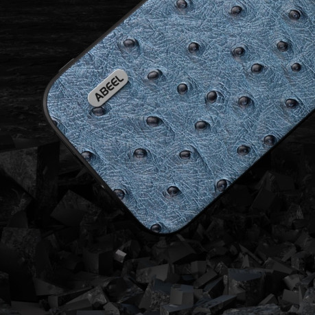 Шкіряний чохол ABEEL Genuine Leather Ostrich Texture для iPhone 15 Plus - синій