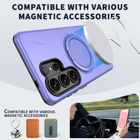 Противоударный чехол Kalebol с MagSafe и подставкой на Samsung Galaxy S26 Ultra 5G — лиловый