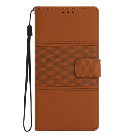 Чохол-книжка Diamond Embossed Skin Feel для Xiaomi Redmi Note 14 4G - коричневий