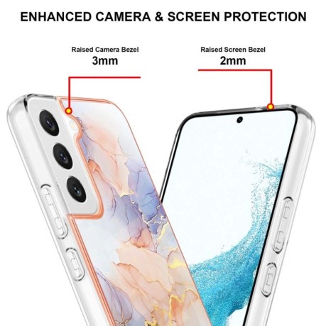 Противоударный чехол Electroplating IMD для Samsung Galaxy S23 5G - White Marble