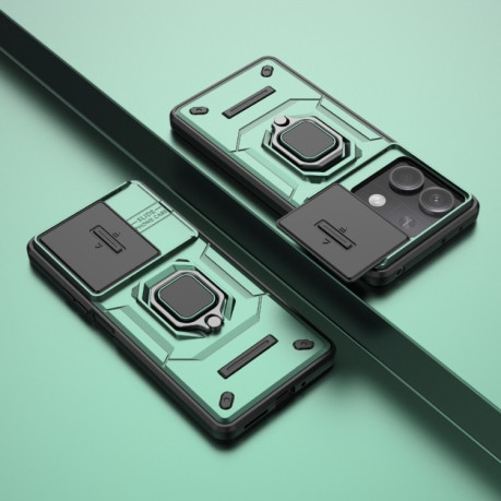 Противоударный чехол Sliding Camshield для Xiaomi Redmi Note 13 5G - зеленый