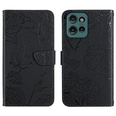 Чохол-книжка Embossed Butterfly для Motorola Moto G15 - чорний