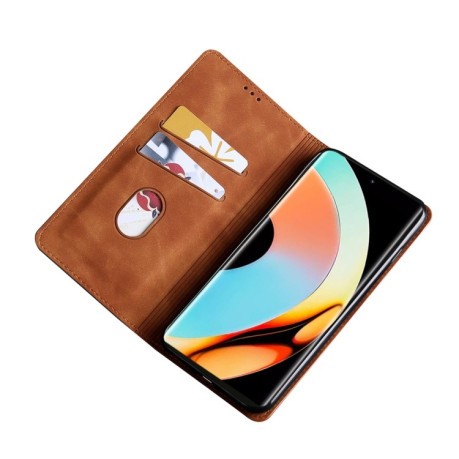 Чехол-книжка Retro Skin Feel Business Magnetic на Realme 10 Pro+ 5G - светло-коричневый